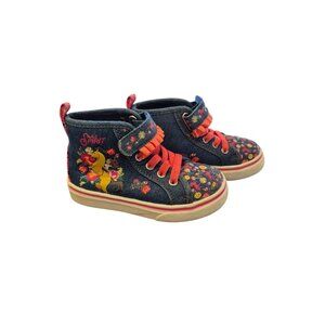 Spirit Riding Free Denim High-Top Sneakers With Floral Print & Orange Laces - Gi